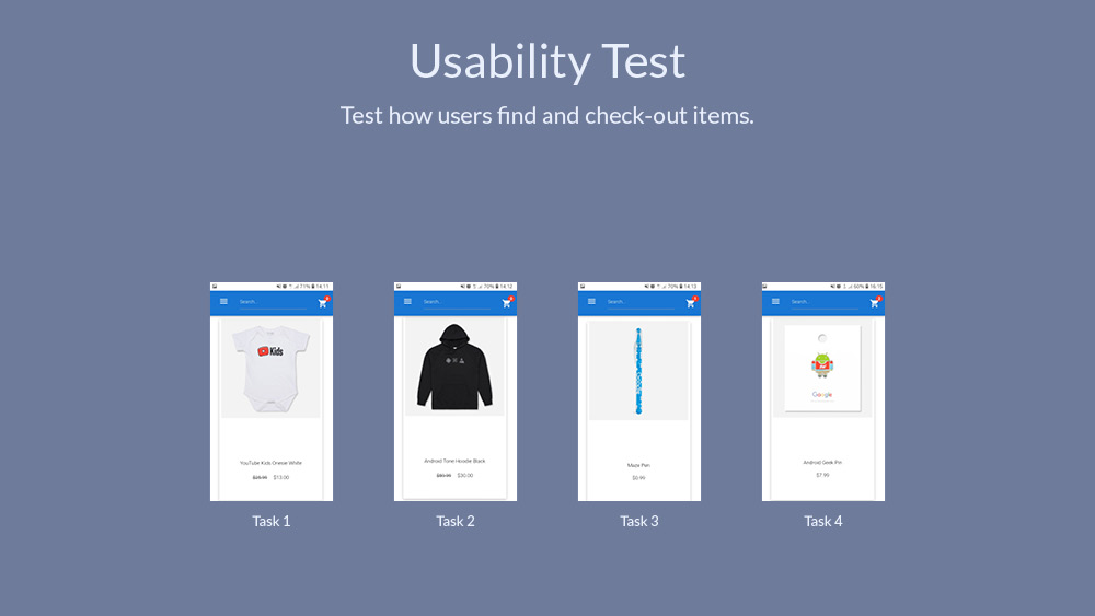 image of the usability test products.